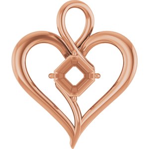 10K Rose Gold  7 mm Asscher Pendant Mounting – image 2