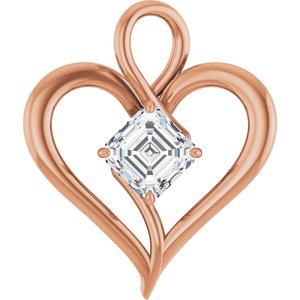 10K Rose Gold  7 mm Asscher Pendant Mounting