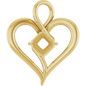 14K Yellow Gold  7 mm Asscher Pendant Mounting – image 2