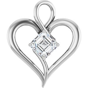 18K White Gold  7 mm Asscher Pendant Mounting