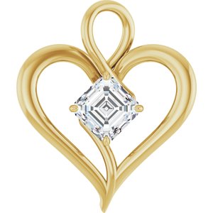10K Yellow Gold  7 mm Asscher Pendant Mounting