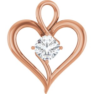 18K Rose Gold  7 mm Cushion Pendant Mounting