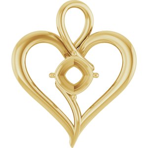 10K Yellow Gold  7 mm Cushion Pendant Mounting – image 2