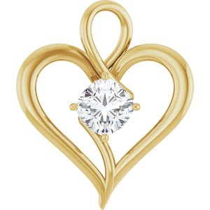 14K Yellow Gold  7 mm Cushion Pendant Mounting