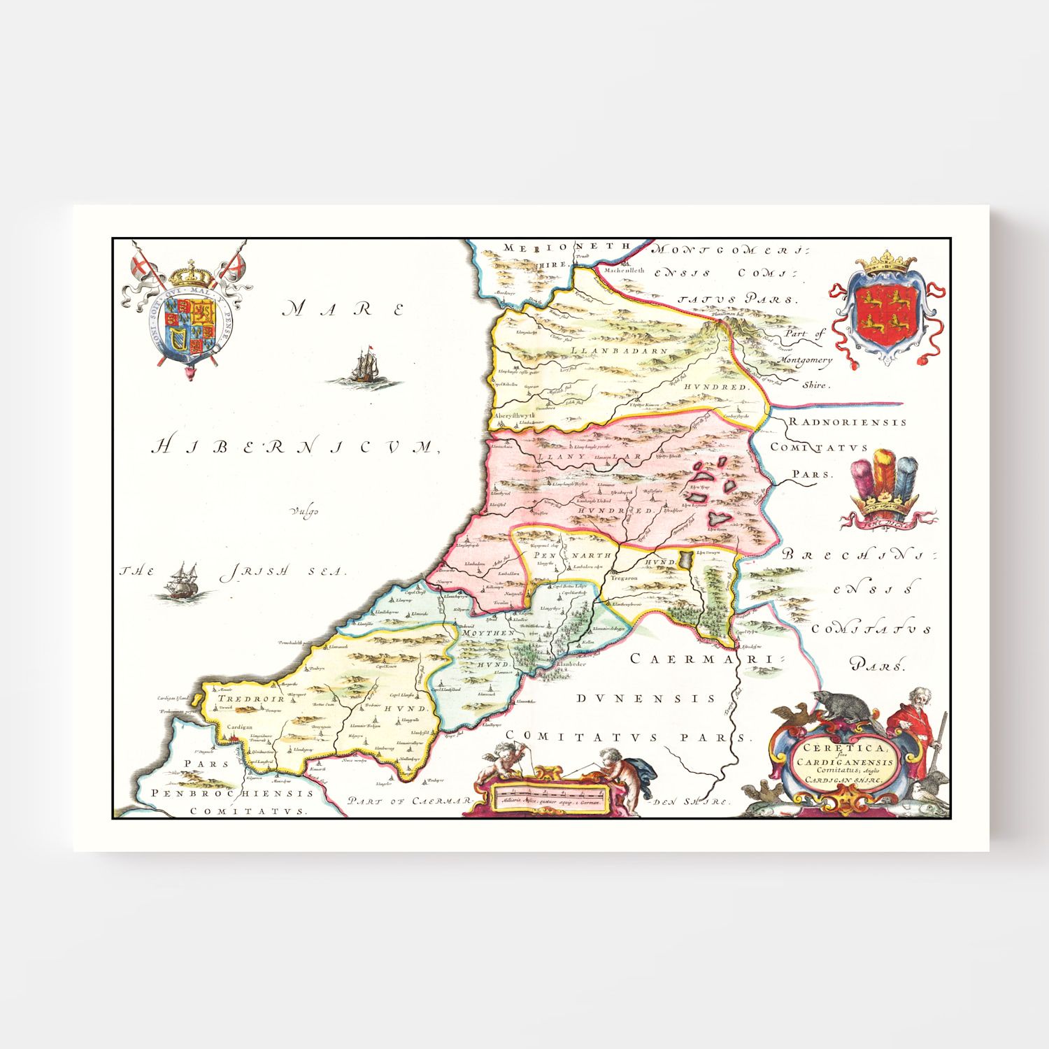 Vintage Map of Montgomeryshire 1665