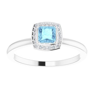 Platinum Natural Aquamarine & .05 CTW Natural Diamond Ring