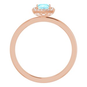 14K Rose Gold Natural Aquamarine & .05 CTW Natural Diamond Ring