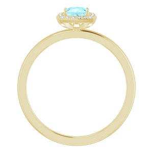 14K Yellow Gold Natural Aquamarine & .05 CTW Natural Diamond Ring