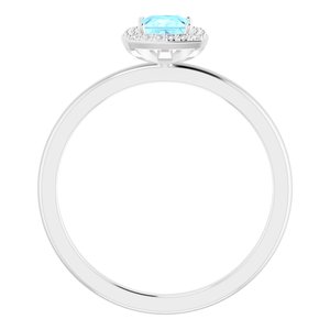 Platinum Natural Aquamarine & .05 CTW Natural Diamond Ring