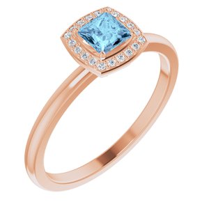 14K Rose Gold Natural Aquamarine & .05 CTW Natural Diamond Ring
