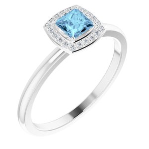 Platinum Natural Aquamarine & .05 CTW Natural Diamond Ring