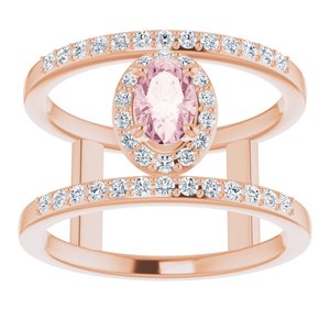 14K Rose Gold Natural Pink Morganite & 1/3 CTW Natural Diamond Ring