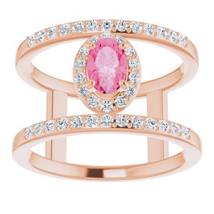 14K Rose Gold Natural Pink Spinel & 1/3 CTW Natural Diamond Ring