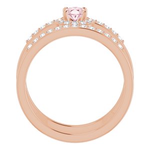 14K Rose Gold Natural Pink Morganite & 1/3 CTW Natural Diamond Ring