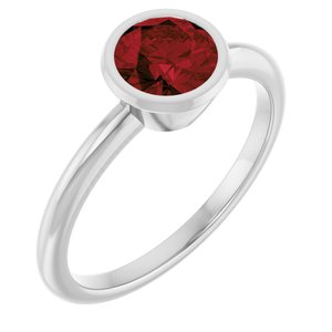 Sterling Silver 6 mm Natural Mozambique Garnet Bezel-Set Ring
