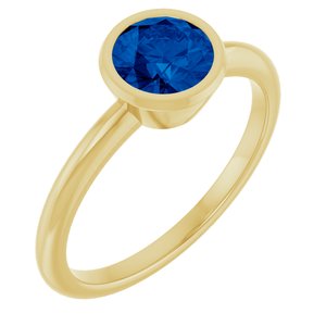 14K Yellow Gold 6 mm Lab-Grown Blue Sapphire Bezel-Set Ring