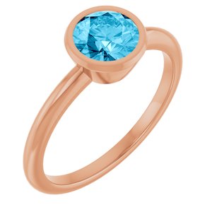 14K Rose Gold 6 mm Natural Aquamarine Bezel-Set Ring