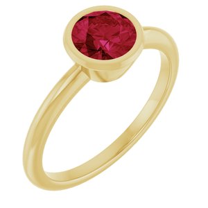 10K Yellow Gold 6 mm Lab-Grown Ruby Bezel-Set Ring