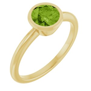 14K Yellow Gold 6 mm Natural Peridot Bezel-Set Ring