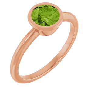 14K Rose Gold 6 mm Natural Peridot Bezel-Set Ring