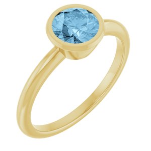 10K Yellow Gold 6 mm Natural Sky Blue Topaz Bezel-Set Ring