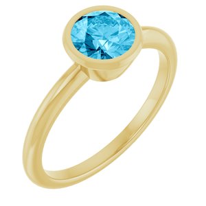 10K Yellow Gold 6 mm Natural Aquamarine Bezel-Set Ring