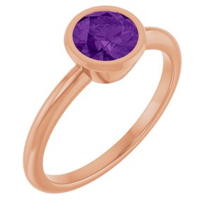 14K Rose Gold 6 mm Natural Amethyst Bezel-Set Ring