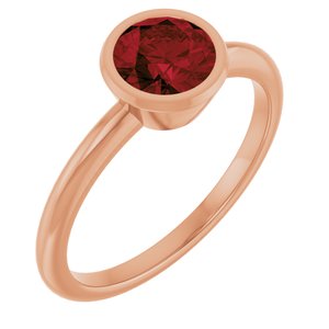14K Rose Gold 6 mm Natural Mozambique Garnet Bezel-Set Ring
