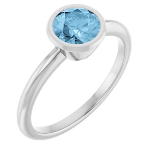 Platinum 6 mm Natural Sky Blue Topaz Bezel-Set Ring
