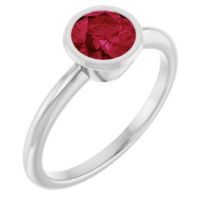 Sterling Silver 6 mm Lab-Grown Ruby Bezel-Set Ring