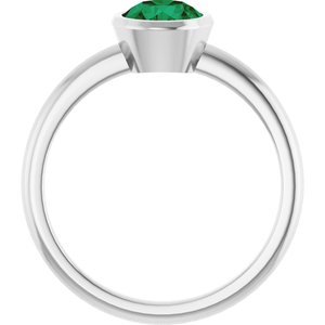 Platinum 6 mm Lab-Grown Emerald Bezel-Set Ring