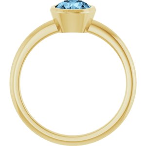 10K Yellow Gold 6 mm Natural Sky Blue Topaz Bezel-Set Ring