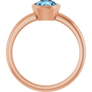 14K Rose Gold 6 mm Natural Sky Blue Topaz Bezel-Set Ring