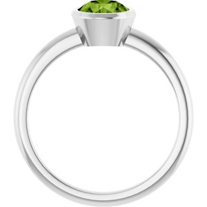 10K White Gold 6 mm Natural Peridot Bezel-Set Ring