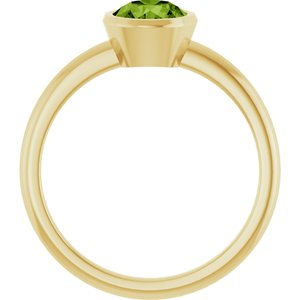 10K Yellow Gold 6 mm Natural Peridot Bezel-Set Ring