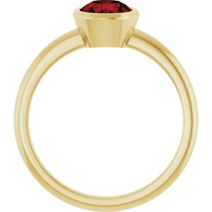 14K Yellow Gold 6 mm Natural Mozambique Garnet Bezel-Set Ring