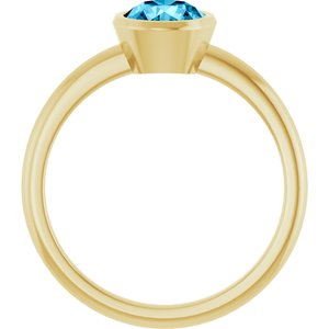 14K Yellow Gold 6 mm Natural Aquamarine Bezel-Set Ring
