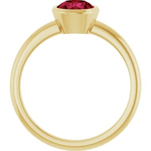 10K Yellow Gold 6 mm Lab-Grown Ruby Bezel-Set Ring