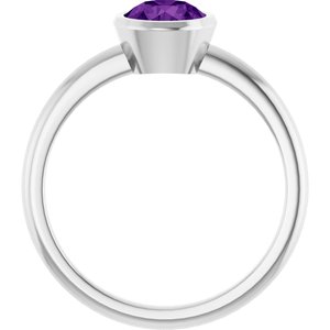 Platinum 6 mm Natural Amethyst Bezel-Set Ring