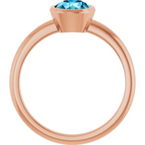14K Rose Gold 6 mm Natural Aquamarine Bezel-Set Ring