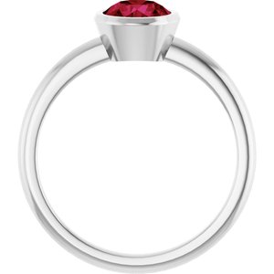Sterling Silver 6 mm Lab-Grown Ruby Bezel-Set Ring