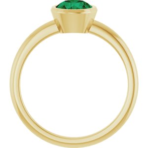 10K Yellow Gold 6 mm Lab-Grown Emerald Bezel-Set Ring