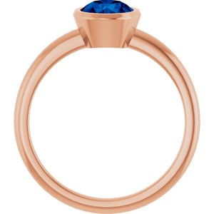 14K Rose Gold 6 mm Lab-Grown Blue Sapphire Bezel-Set Ring