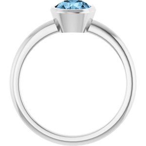 Platinum 6 mm Natural Sky Blue Topaz Bezel-Set Ring