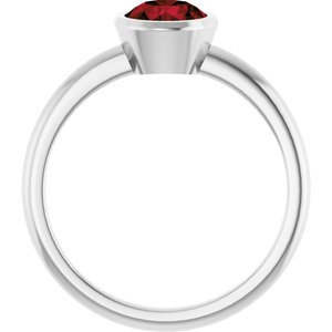10K White Gold 6 mm Natural Mozambique Garnet Bezel-Set Ring