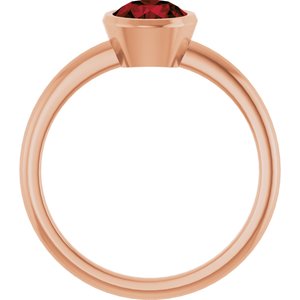 14K Rose Gold 6 mm Natural Mozambique Garnet Bezel-Set Ring