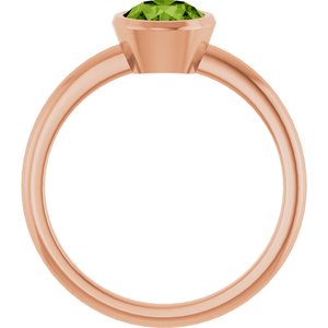 14K Rose Gold 6 mm Natural Peridot Bezel-Set Ring