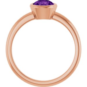 14K Rose Gold 6 mm Natural Amethyst Bezel-Set Ring