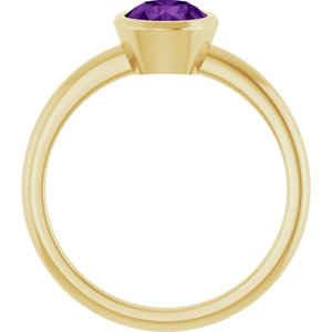 10K Yellow Gold 6 mm Natural Amethyst Bezel-Set Ring