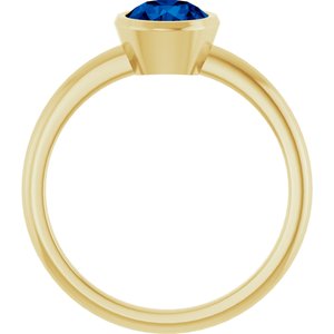10K Yellow Gold 6 mm Lab-Grown Blue Sapphire Bezel-Set Ring